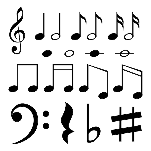 Vector set of note icons in modern thin line style.