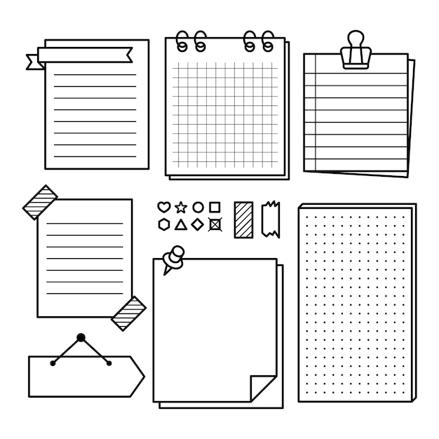 Vector set of note paper vector