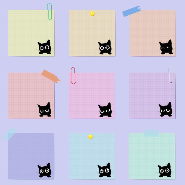 Premium Vector  Set of note paper with cat icons