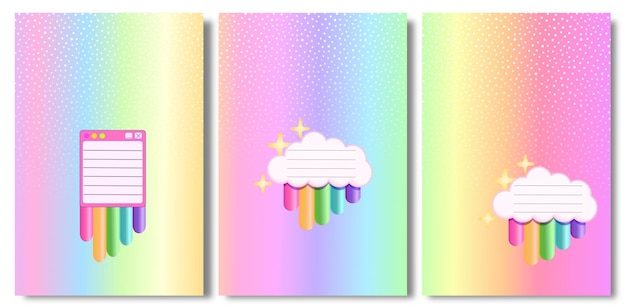 Set Notebook cover with rainbow for school