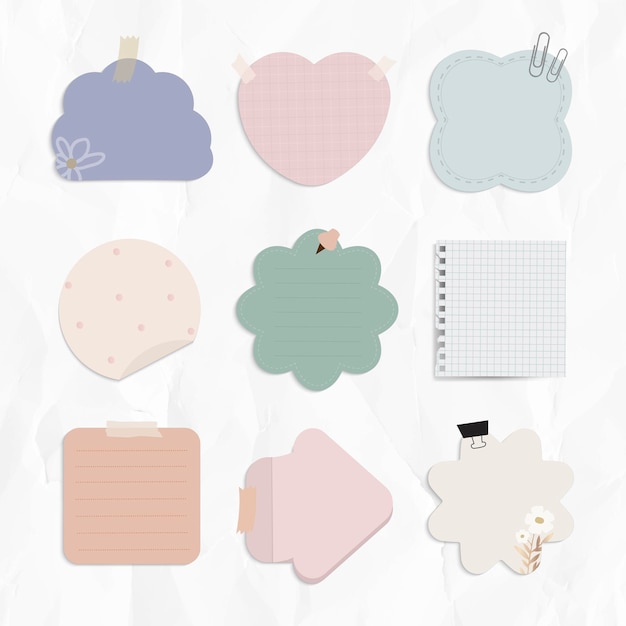 Set of notepaper on wrinkled paper background vector