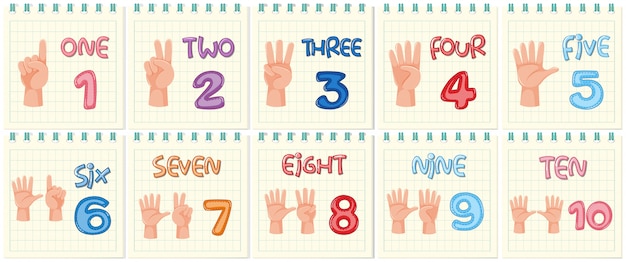 Vector set of number hand gesture