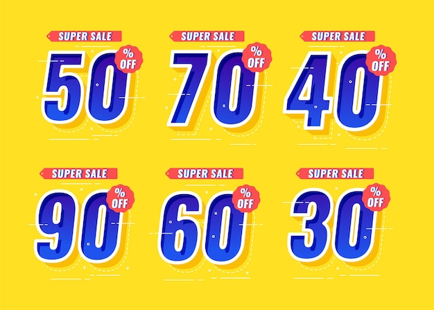 Vector set number of super sale for promotion