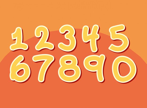 Vector set numbers comic style