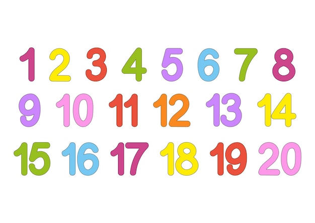 A set of numbers from one to twenty.