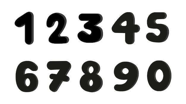 Vector set of numbers is black. vector graphics in cartoon style