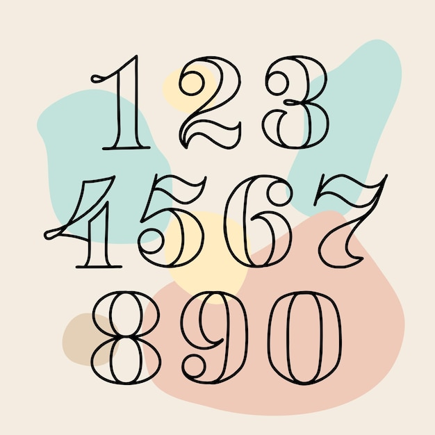 Set of numbers and numbers in lettering style font for mathematics algebra and calculator childre