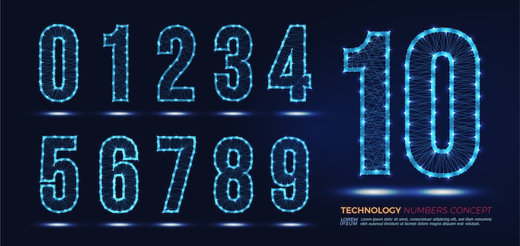Vector set of numbers technology network concept.