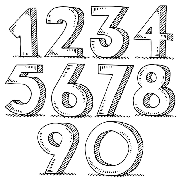 A set of numbers that are on a white background