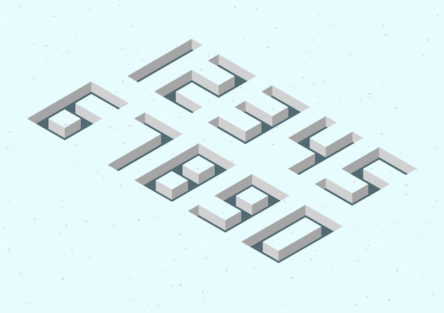 Set of numbers with 3d isometric effect