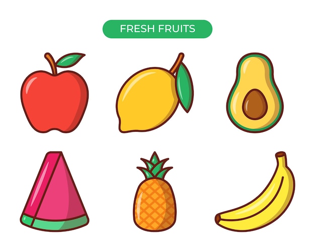 Vector set o fruit cartoon afbeelding