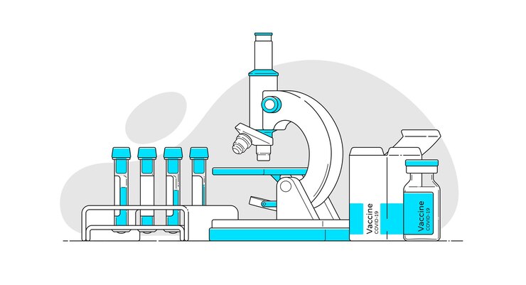 Vector set objecten in vlakke stijl met schets voor medisch ontwerp