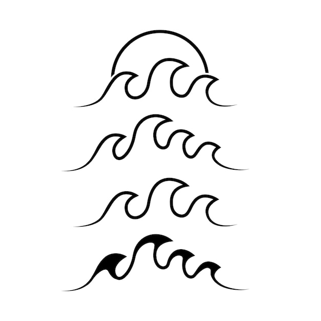 Set of ocean wave logo icon illustration