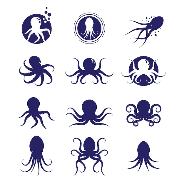 Set Octopus logo ilustration vector sjabloon