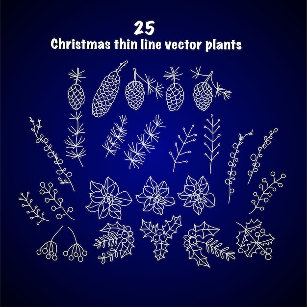 Набор из 25 рождественских ботанических символов