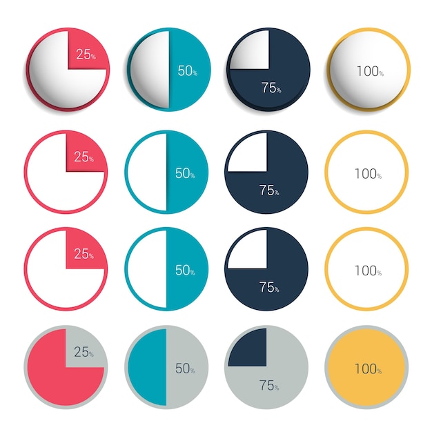 Набор трехмерных пластиковых и плоских круглых диаграмм