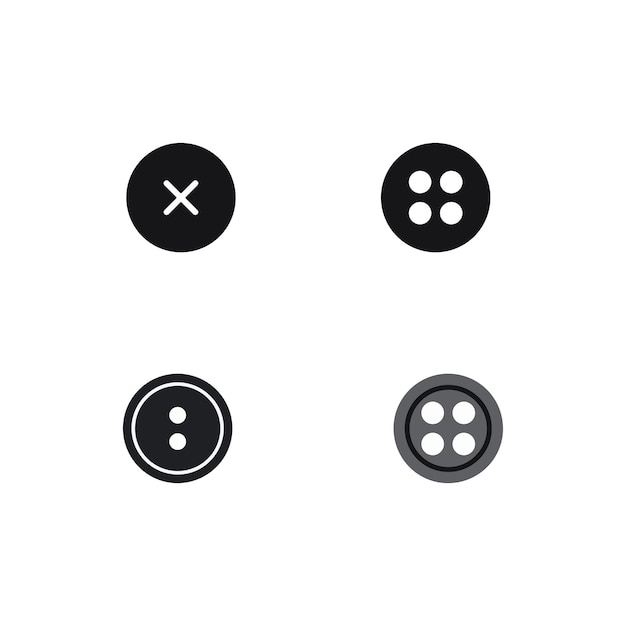 服の 4 つのボタンのセット ボタンの黒と白のアイコン ベクトル イラスト