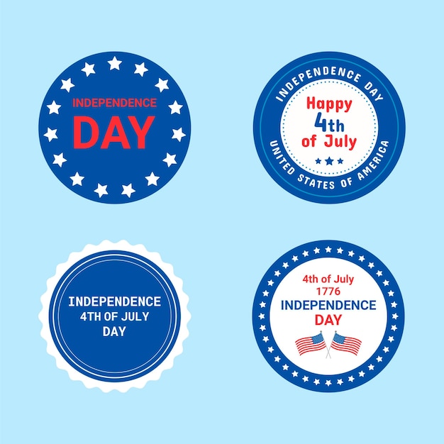 벡터 7월 4일 미국 독립 기념일 인사말 카드 아이콘에 대한 요소 집합