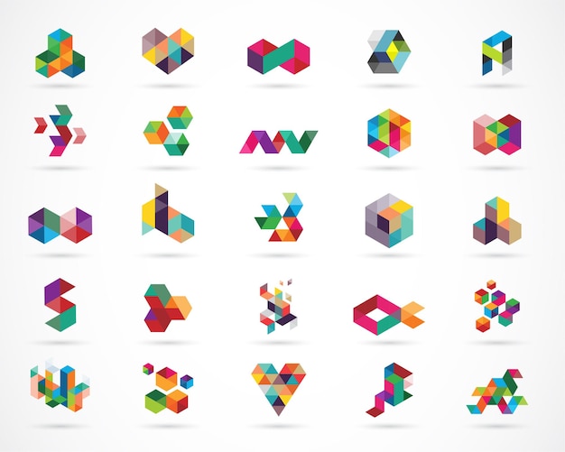Набор цифровых абстрактных красочных логотипов