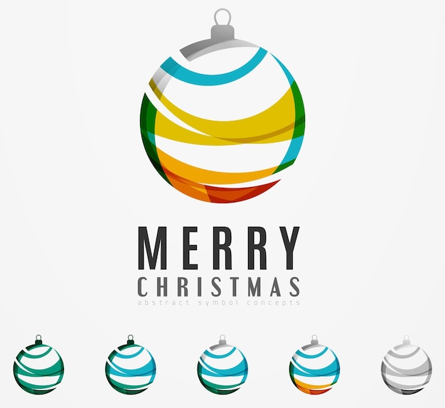 Вектор Набор абстрактных концепций логотипа бизнеса значков рождественского шара чистый современный геометрический дизайн