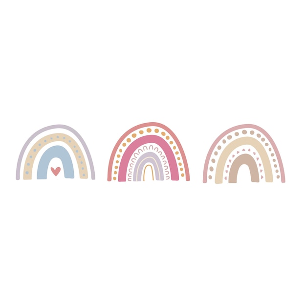 Набор абстрактных милых радуг детская иллюстрация декора детской комнаты