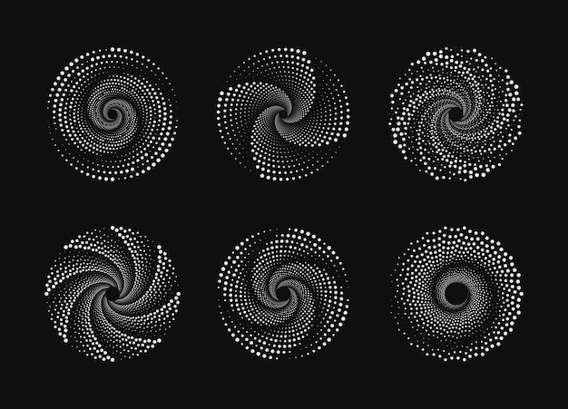 抽象的な点線の円のセット。