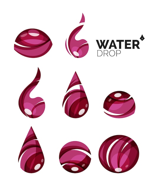 Вектор Набор абстрактных эко-водных икон бизнес-логотип природа зеленые концепции чистый современный геометрический дизайн