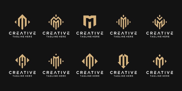 Набор абстрактных букв m логотип шаблон.