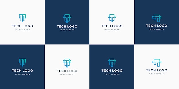 Набор абстрактных буквица t вензель шаблон логотипа.