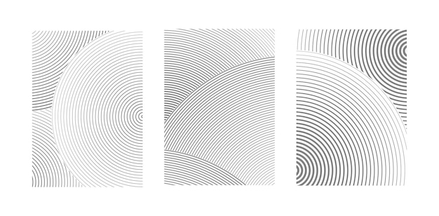 Набор абстрактных отпечатков для декорации интерьера векторная минималистская иллюстрация радиальные геометрические узоры абстрактные фоны с круглыми формами