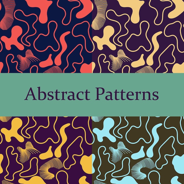 Набор абстрактных векторных геометрических бесшовных узоров красочный узор фона