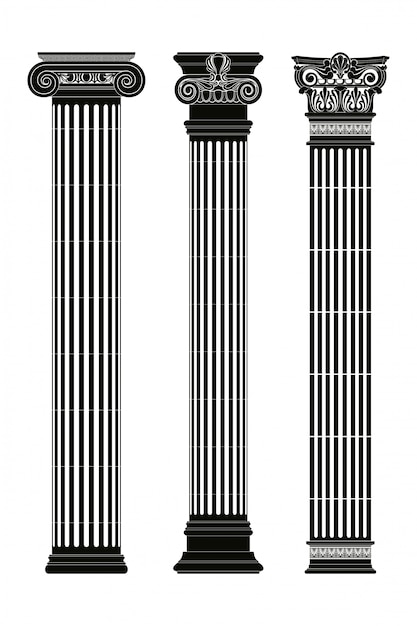 Набор древнегреческих колонн с капителями изолированы
