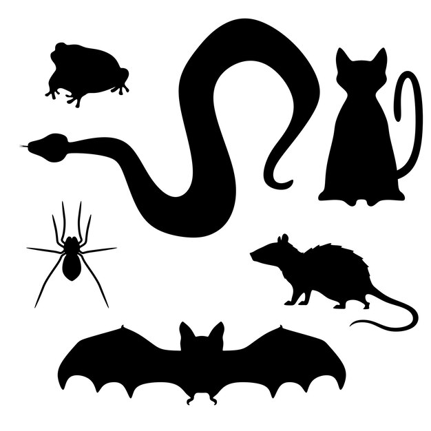 ベクトル ハロウィンの装飾のための動物の絵のセット