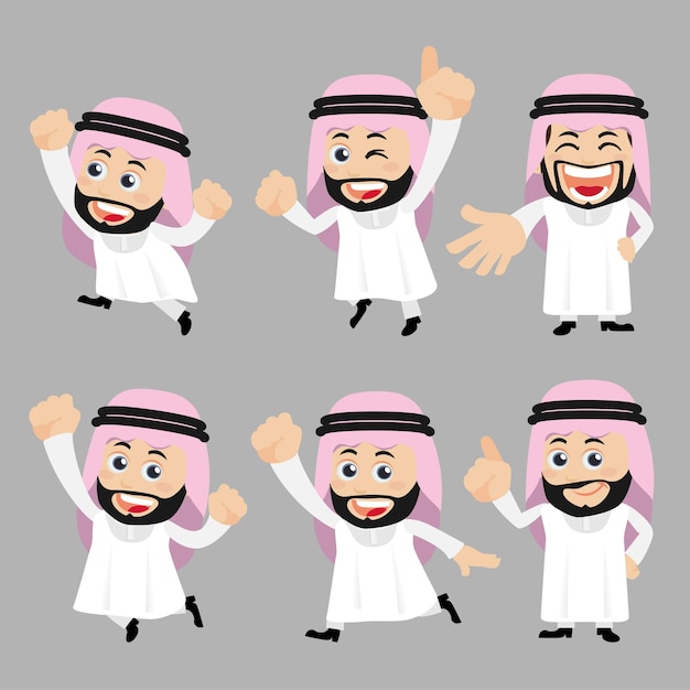 Набор арабских персонажей в разных позах
