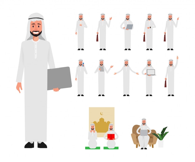 Набор арабского человека в повседневной жизни образ жизни.