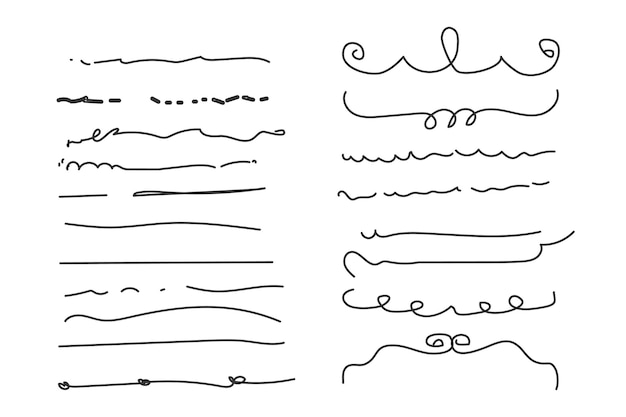 벡터 예술적인 펜 브러시 세트doodles 잉크 브러시 세트  ⁇ 터 그런지 브러시 스트로크 컬렉션