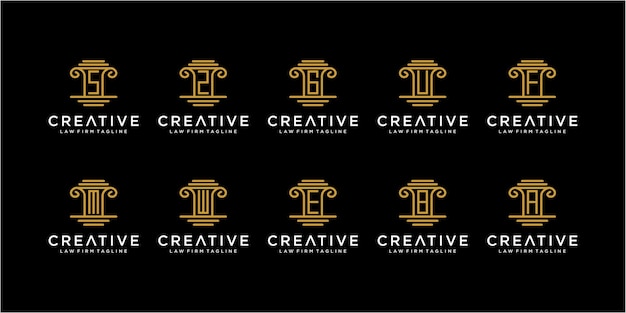 Вектор Набор вдохновляющих идей для дизайна логотипа юридической фирмы set of awesome law