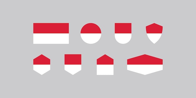Вектор Набор значков векторного дизайна флага индонезии
