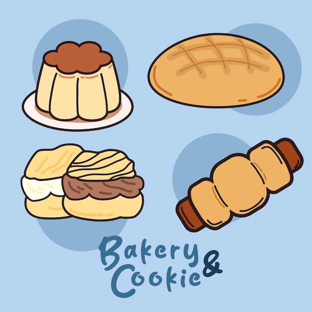 ベクトル パン屋とクッキーのベクトルイラストのセットは,ドードルや他のグラフィック資産に適しています