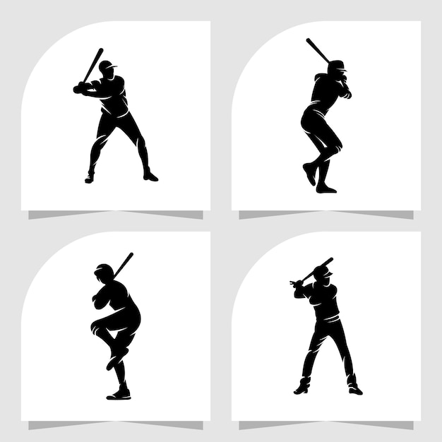 野球ロゴ ベクター デザイン シルエットのセット