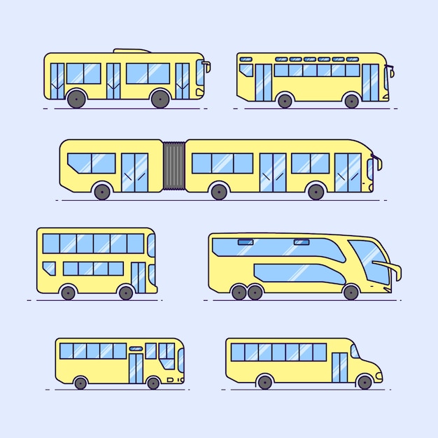 아름 다운 버스 평면 디자인의 세트