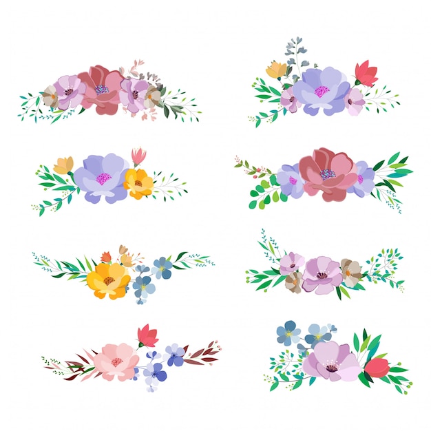 ベクトル 美しい花の花束のセット