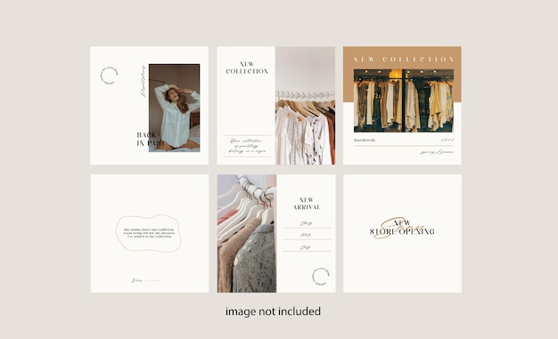 ベクトル ブログブランドのベージュのinstagramの投稿のセット