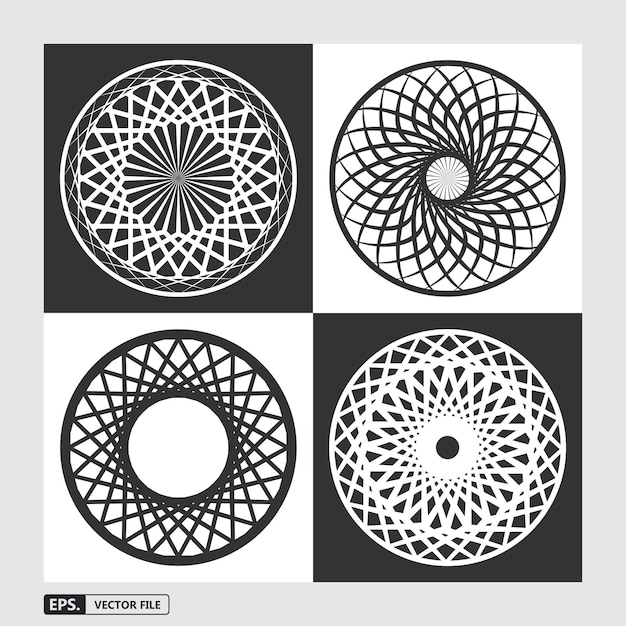 Вектор Набор векторных иллюстраций черно-белого круга