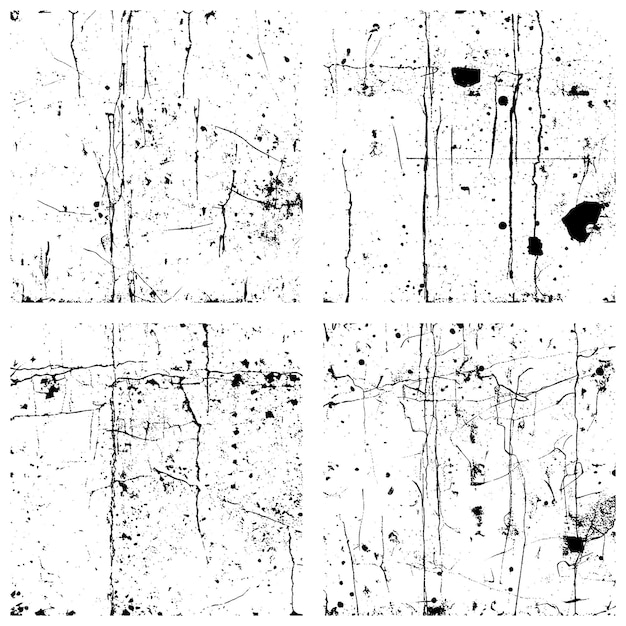 黒と白の苦しめられたベクトル テクスチャ グランジ背景とオーバーレイ eps 10 のセット