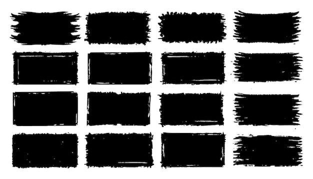 ベクトル 黒と白のストロークのセット 質感 ブラッシュパターン