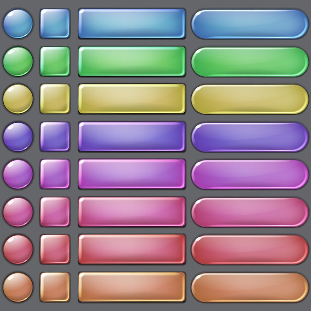 ベクトル さまざまな形の空白の色のwebボタンのセット