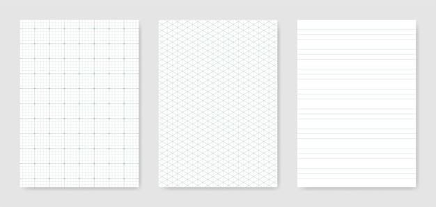 Набор чистых графических листов технической бумаги для представления данных