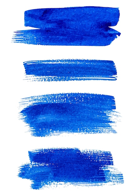 ベクトル 青い絵筆のセット インク ストローク ブラシ ベクトル イラスト白で隔離
