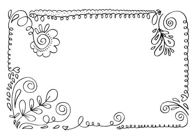 Вектор Набор рамок бордюрной кисти в стиле каракулей. векторная иллюстрация.